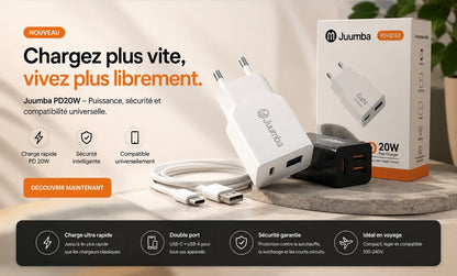 Chargeur USB-C ultra mince 20W